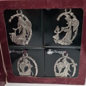 Vintage Longaberger Pewter Angel Ornament Set 71072